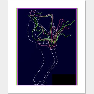 Saxophonist : Abstract Pop Art Surreal Musical Print Posters and Art